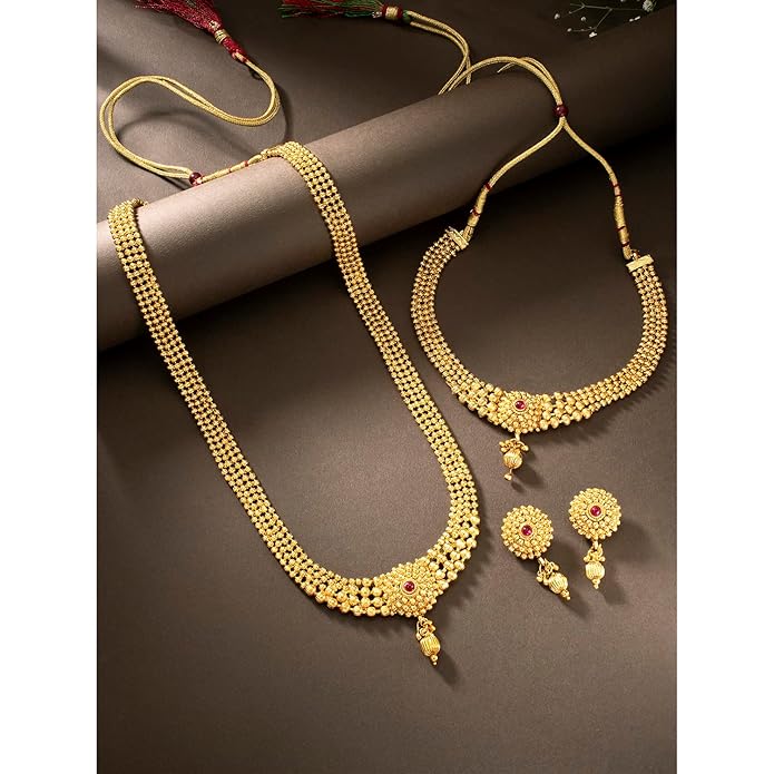 Traditional 22KT Gold Plated Maharani Haar Bridal Jewellery Set Gift for Women (Buy 1 get 1 free)