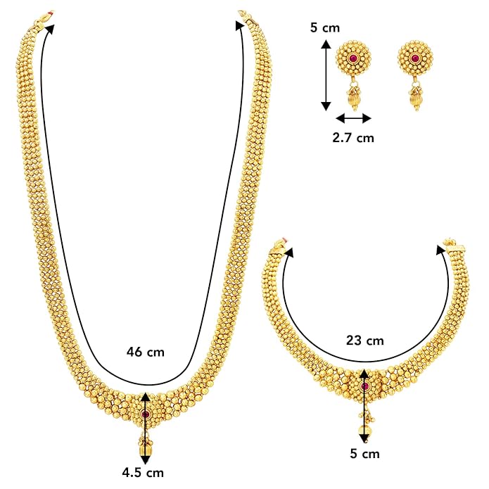 Traditional 22KT Gold Plated Maharani Haar Bridal Jewellery Set Gift for Women (Buy 1 get 1 free)