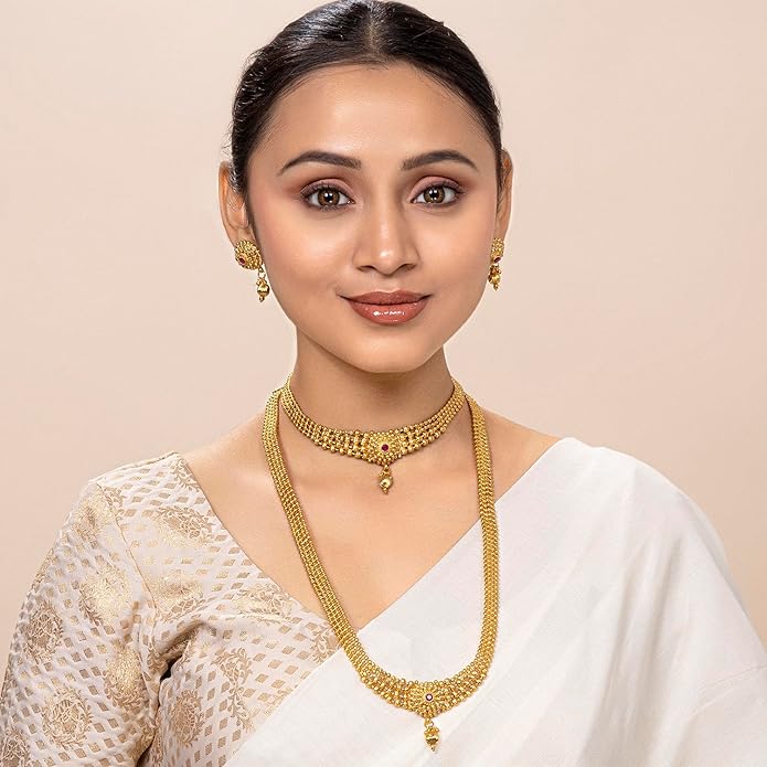 Traditional 22KT Gold Plated Maharani Haar Bridal Jewellery Set Gift for Women (Buy 1 get 1 free)