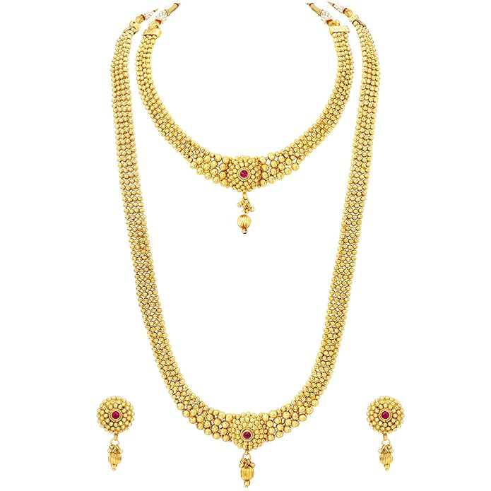 Traditional 22KT Gold Plated Maharani Haar Bridal Jewellery Set Gift for Women (Buy 1 get 1 free)