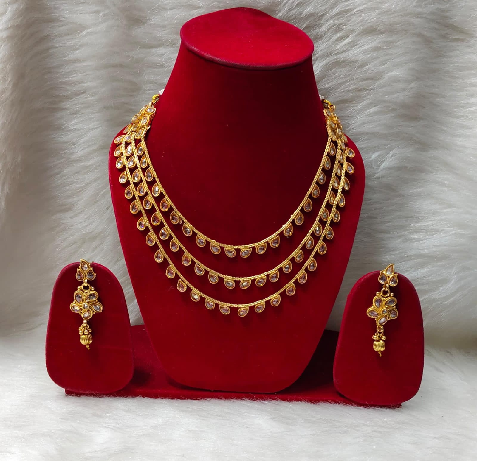 Jewellery for 22KT Gold Plated 3 Layer Necklace Set for Women & Girls (Buy 1 get 1 free)